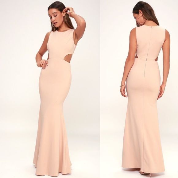 Lulu’s Utterly Smitten Blush Cutout Maxi Dress - Picture 1 of 6